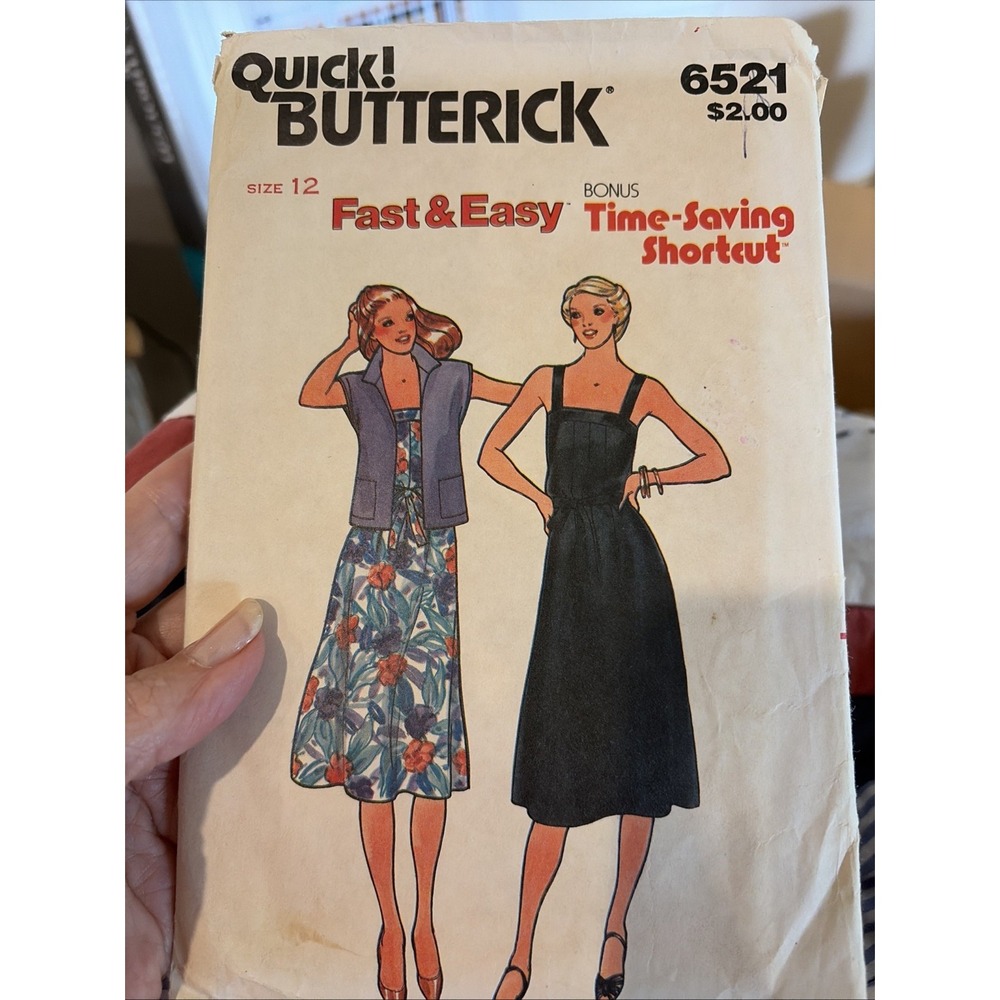 Vintage Butterick 6521 Dress & Jacket Sewing Pattern Size 12 Cut Complete